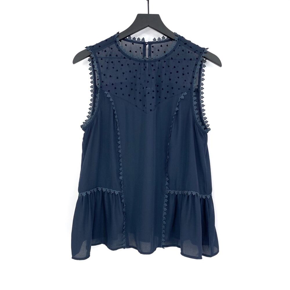 MODCLOTH Heart Tank Blouse Navy Blue L